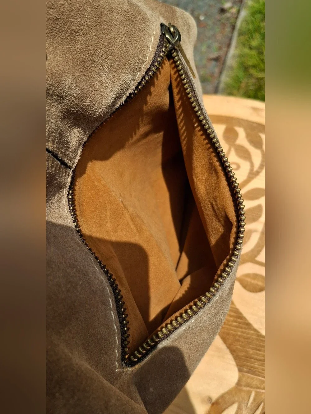 Patricia Nash Gold Ombre Tan Suede Tassel Whipstitch Leather Hobo Bag - Picture 10 of 14